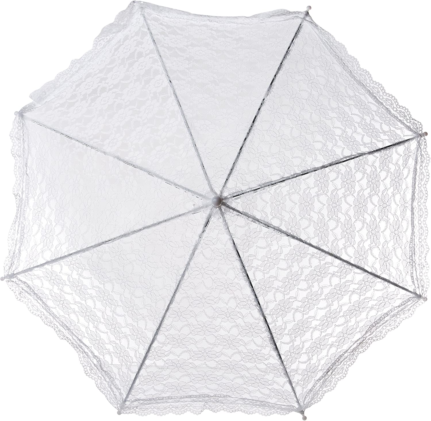 Custom Wedding Umbrellas 35058-1 Lace Embroidered Parasol 32-Inch White - Image 2
