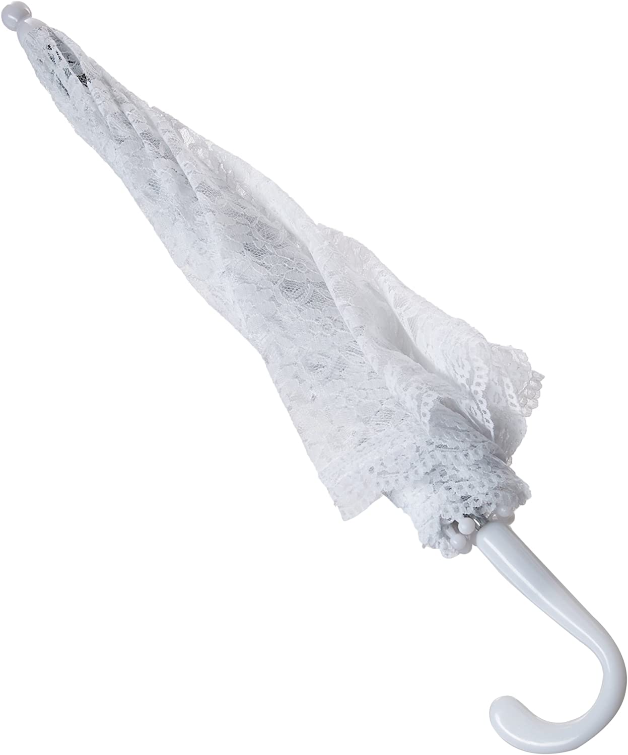 Custom Wedding Umbrellas 35058-1 Lace Embroidered Parasol 32-Inch White - Image 3