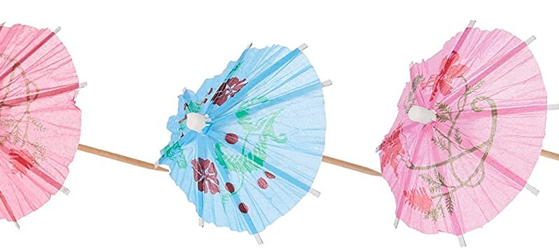 Logo parasol Umbrellas With Your Brand Assorted Paper Parasol Drink Picks Colors | 10 Pcs  4 x 3.5""