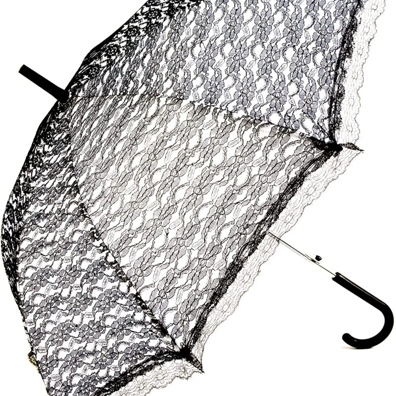 Logo parasol Umbrellas With Your Brand Women's Novelty Lace Parasol Umbrella  Black/White  One Size