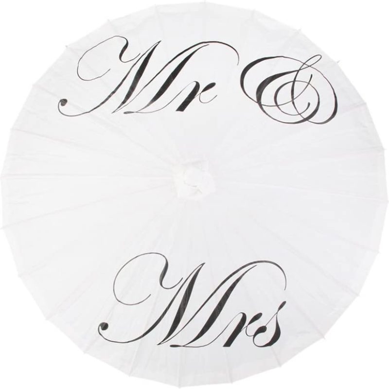 Logo parasol Umbrellas With Your Brand MR MRS Foldable Parasol Umbrella for Wedding Bridal Photo Props