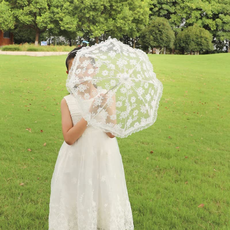 Custom Wedding Umbrellas White Wedding Lace Parasol Umbrella Vintage Crafted Flo - Image 3