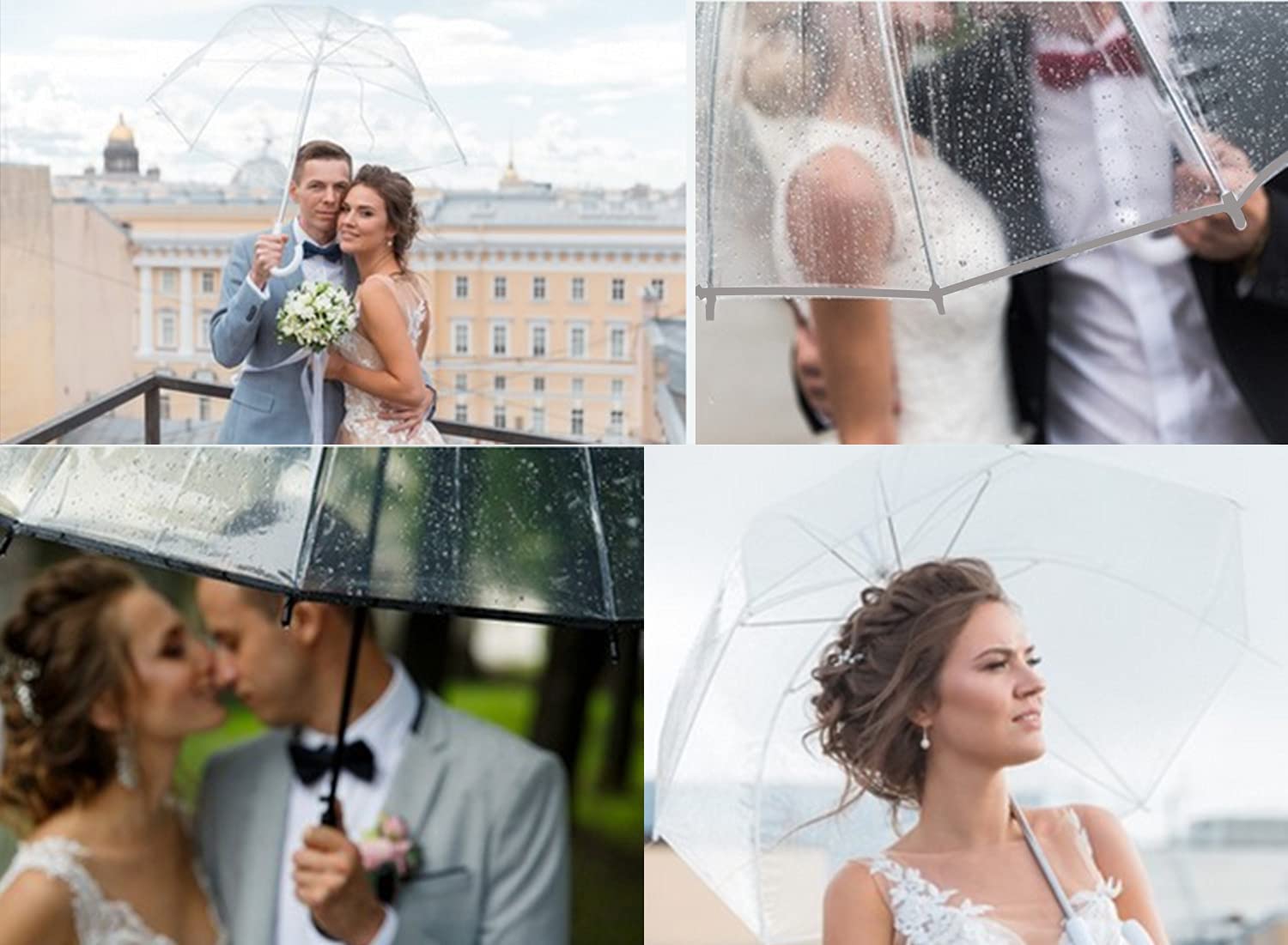 Custom Wedding Umbrellas Women’s Clear Bubble Transparent Umbrella-Auto Open Cle - Image 7