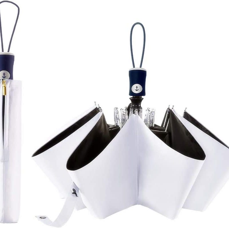 FDJASGY UV Sun Umbrella Compact Folding Travel Umbrella Auto Open Close Compact Folding Rain Umbrellas for Women Men Blo