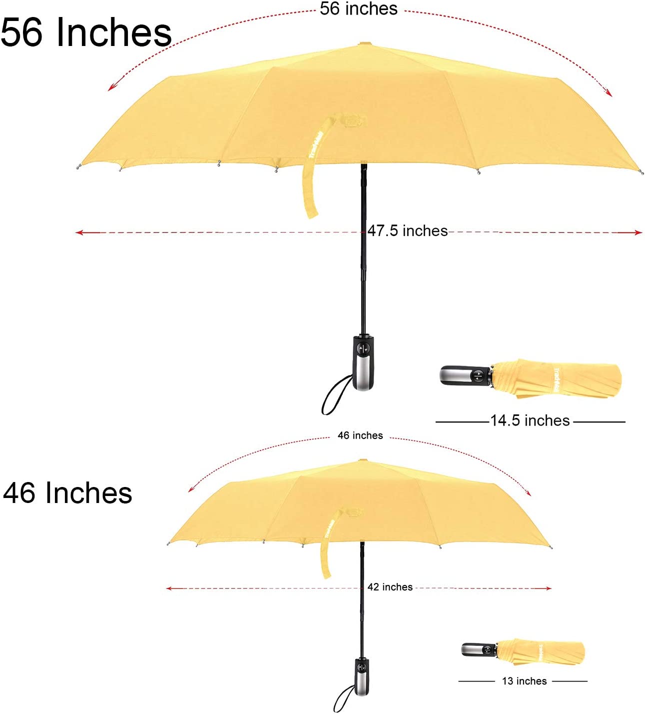 Custom umbrella 2 Pack Travel Umbrella Windproof 46/56 Inches Large Canopy - Image 2