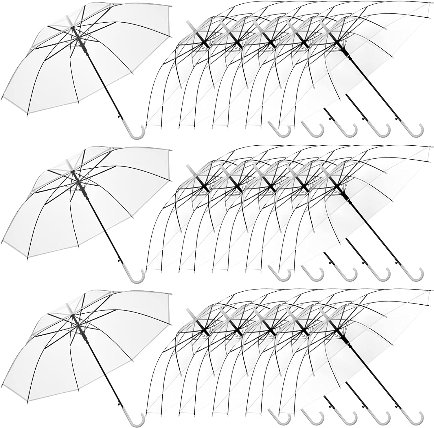 Custom Wedding Umbrellas 24 Pcs Umbrella Wedding Style Stick Umbrellas for Rain
