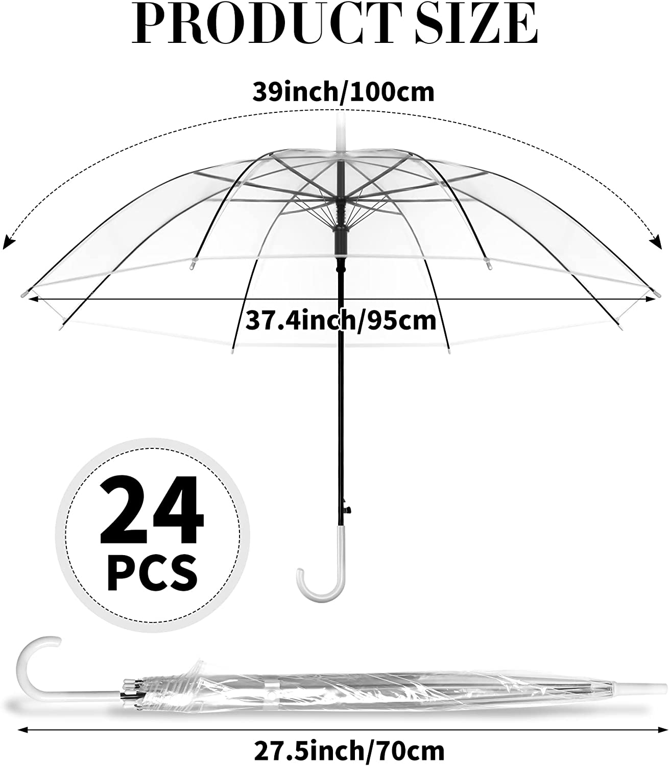 Custom Wedding Umbrellas 24 Pcs Umbrella Wedding Style Stick Umbrellas for Rain - Image 2