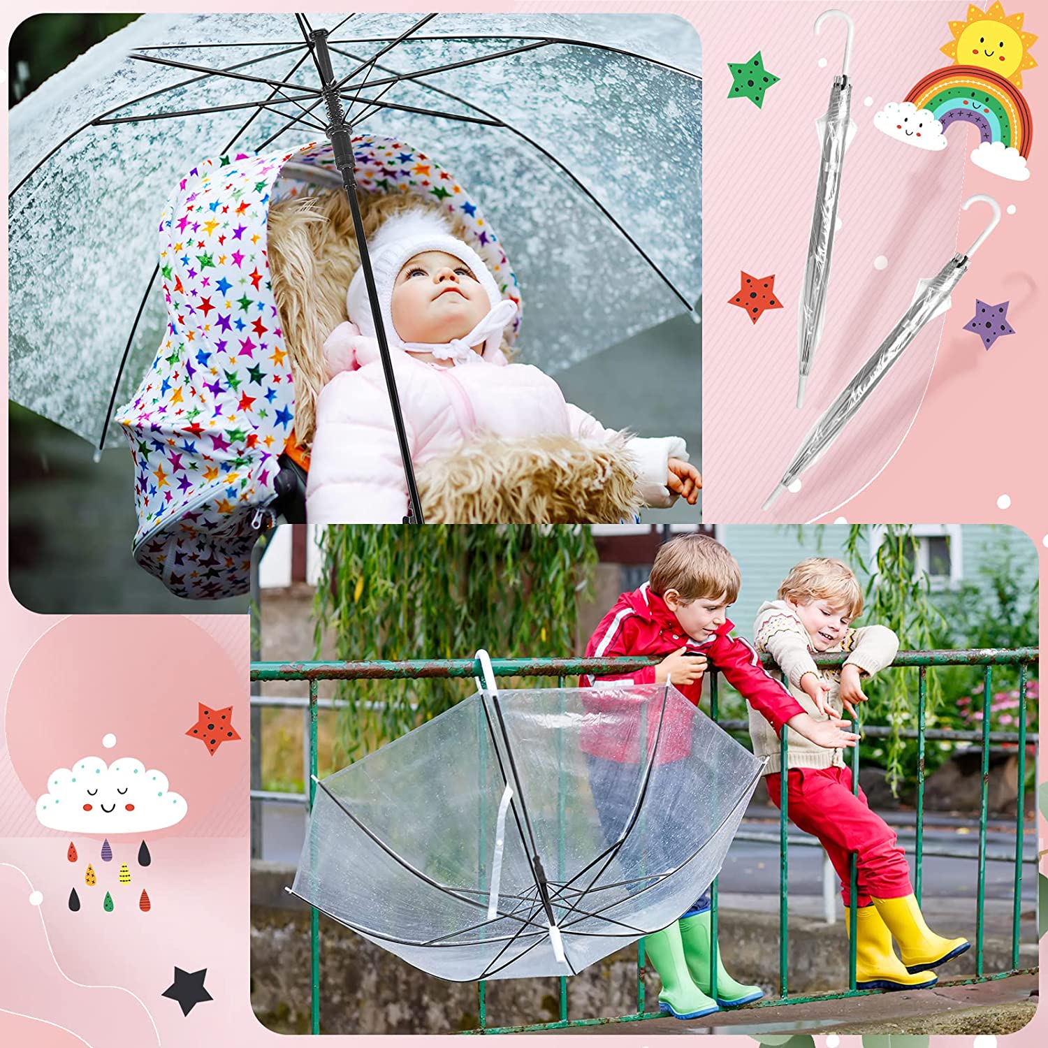 Custom Wedding Umbrellas 24 Pcs Umbrella Wedding Style Stick Umbrellas for Rain - Image 5