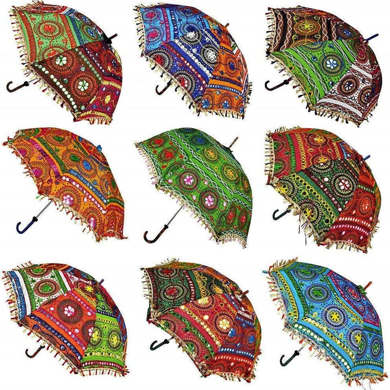 Logo parasol Umbrellas With Your Brand Bohemian Handmade Design Cotton Multi Color Cotton Fashion Multi Colored Umbrella