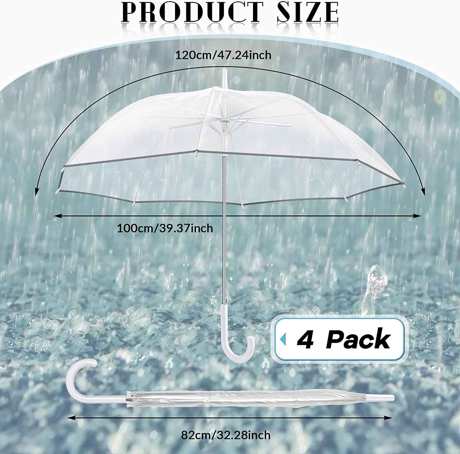 Custom Wedding Umbrellas 4 Pack Wedding Clear Umbrella with Reflective Strip Win - Image 2