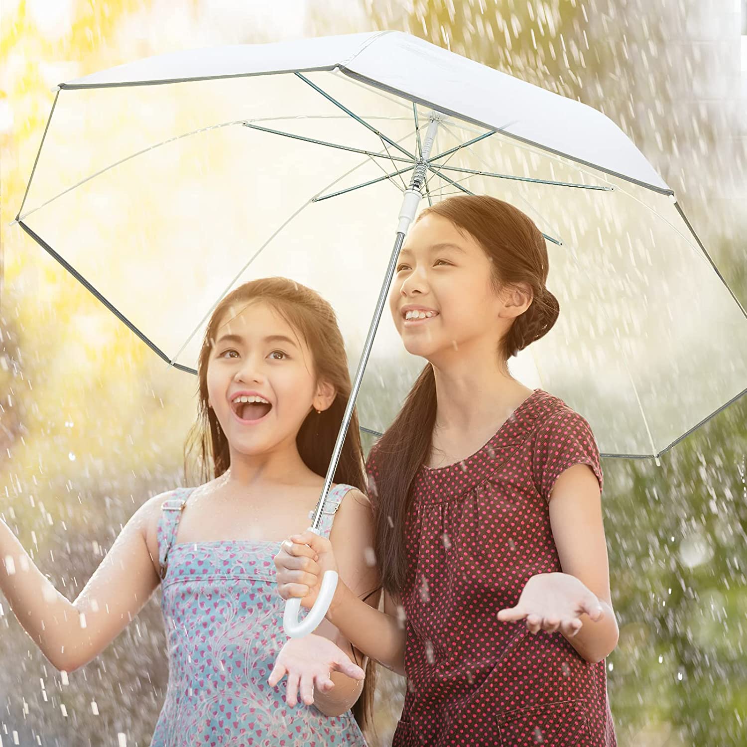 Custom Wedding Umbrellas 8 Pcs Transparent Bubble Umbrella with Reflective Strip - Image 6