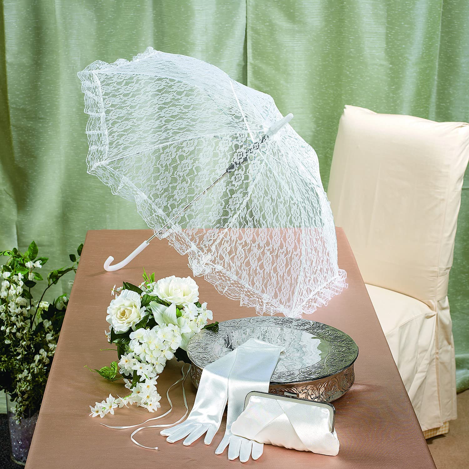 Custom Wedding Umbrellas White Lace Parasol Umbrella - Wedding Accessories great - Image 3