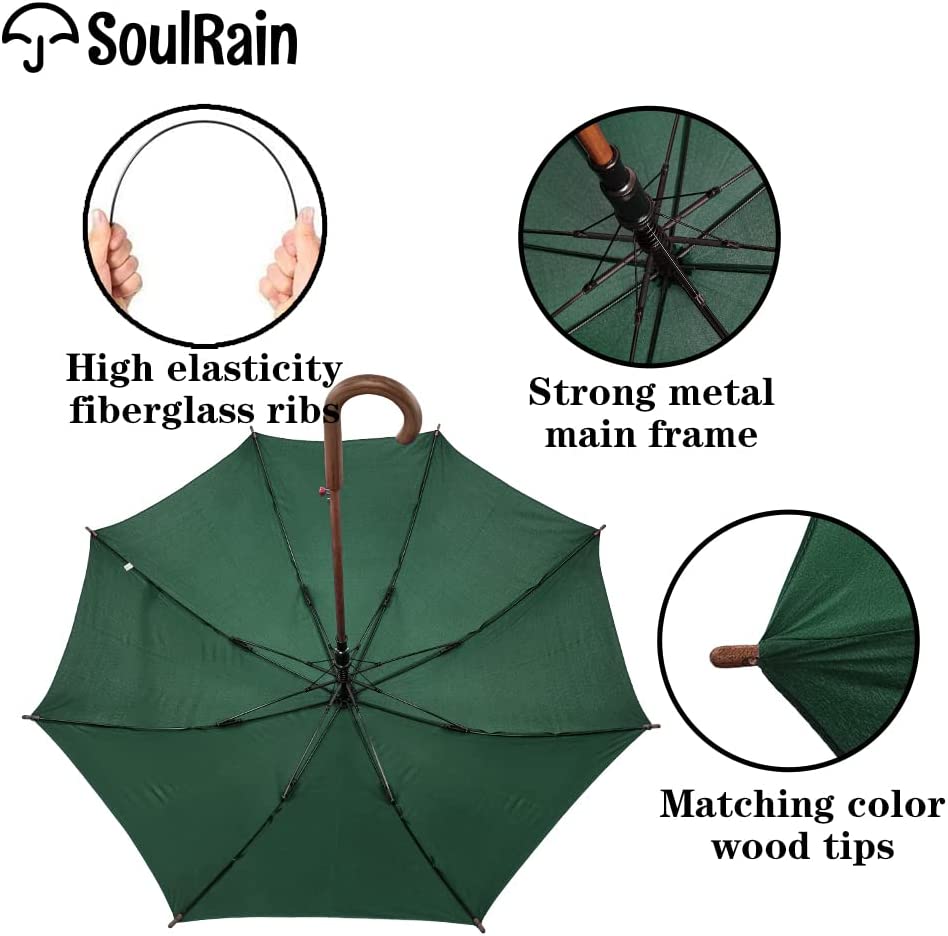 Custom Wedding Umbrellas 48 Arc Classic Wood Handle Umbrella Auto Open Windproo" - Image 6
