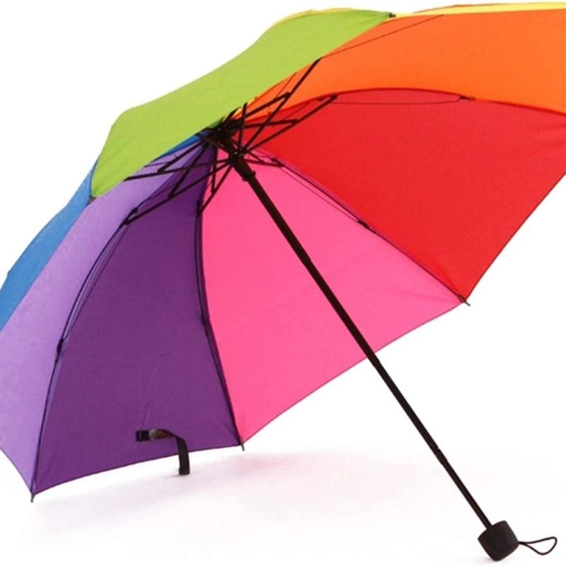 Logo parasol Umbrellas With Your Brand 8 Rib Rainbow Umbrella Portable Tri-Folded Umbrella Collapsible  Compact and Dura