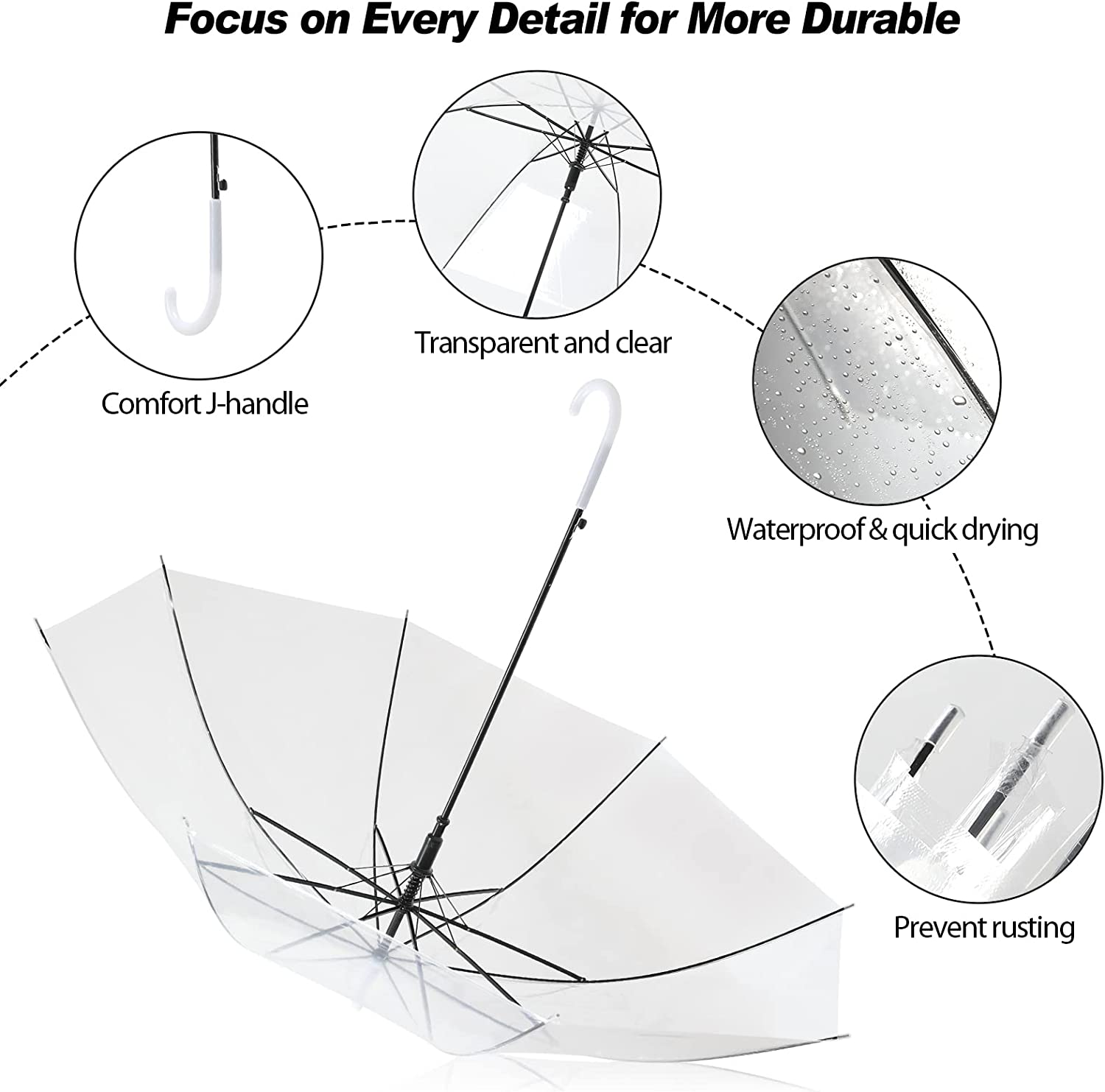 Custom Wedding Umbrellas 30 Pieces Umbrella Wedding Style Bulk Auto Open J Hook - Image 2