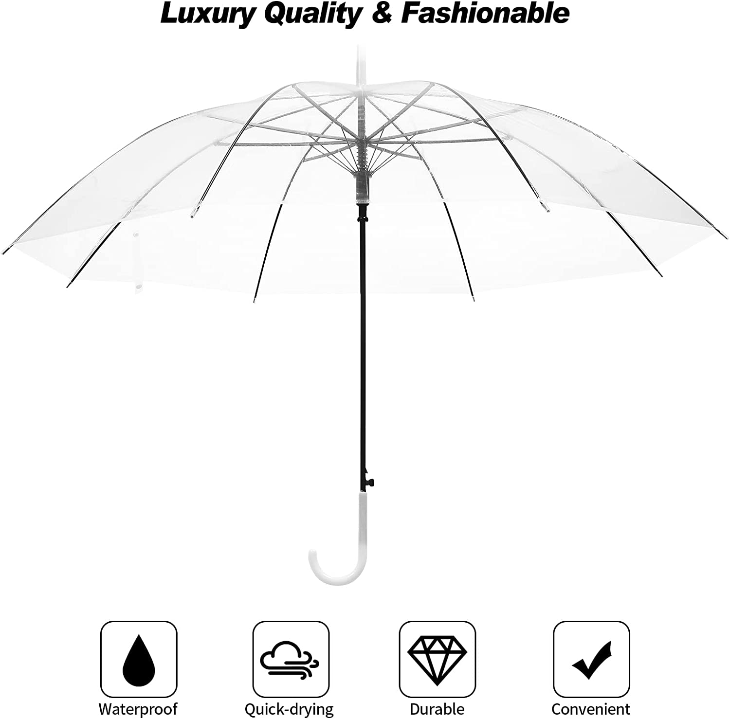 Custom Wedding Umbrellas 30 Pieces Umbrella Wedding Style Bulk Auto Open J Hook - Image 3