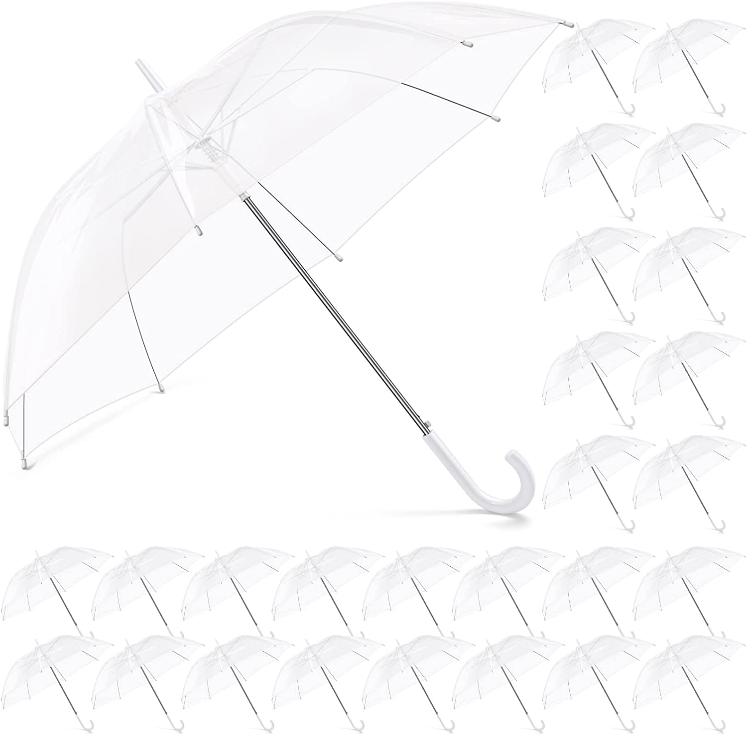 Custom Wedding Umbrellas 36 Packs Clear Umbrella Large Stick Transparent Umbrell