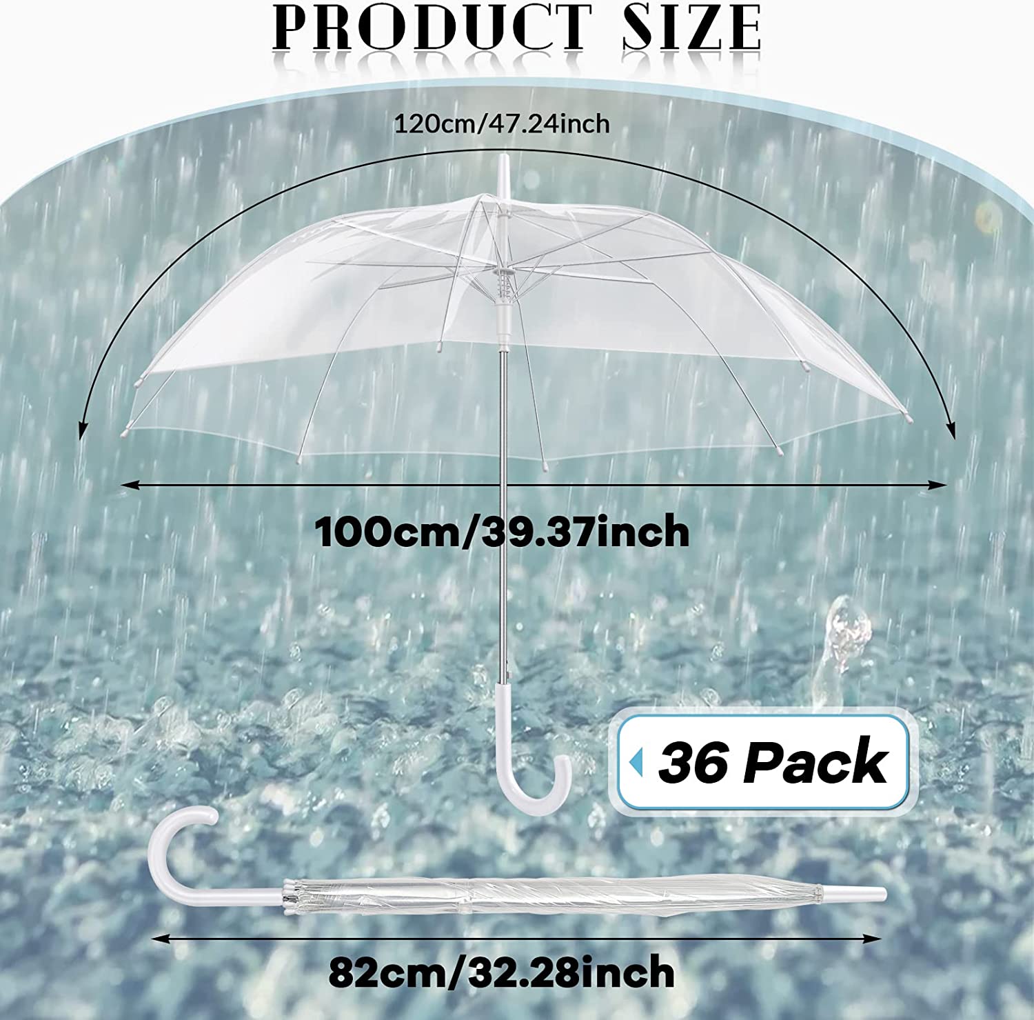 Custom Wedding Umbrellas 36 Packs Clear Umbrella Large Stick Transparent Umbrell - Image 2