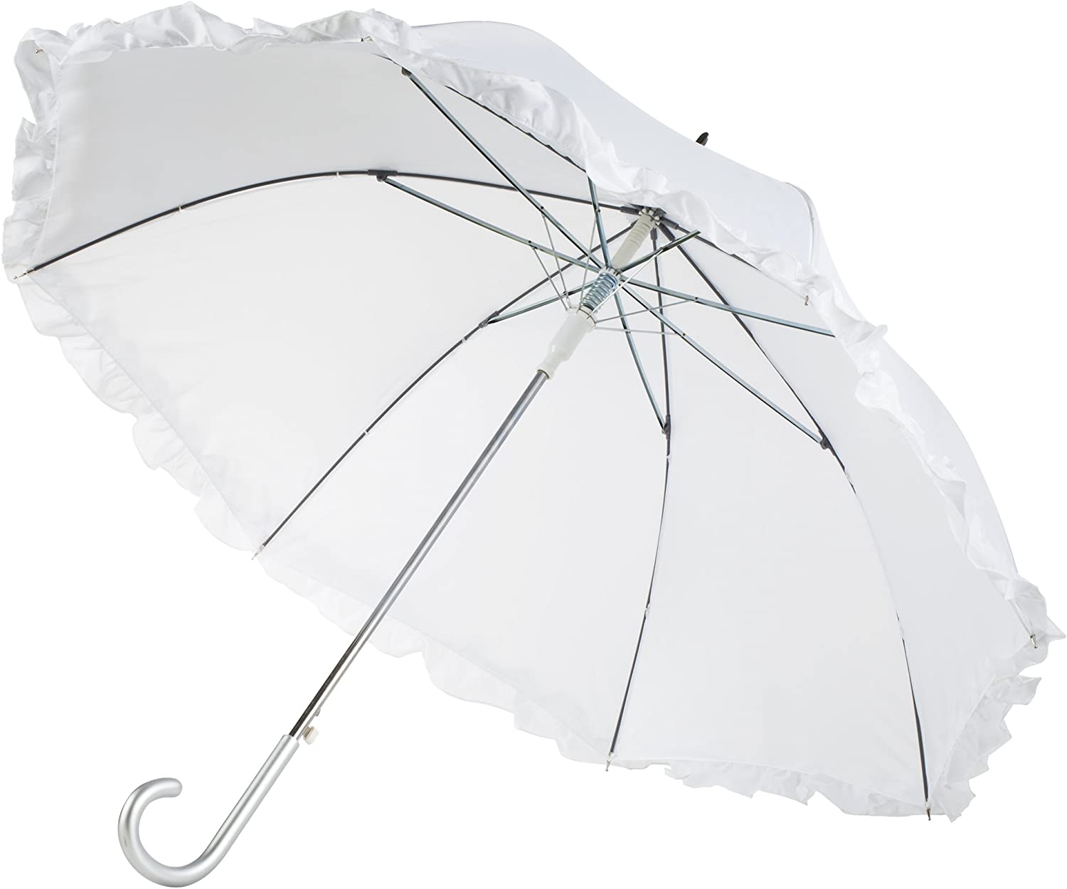 Custom Wedding Umbrellas Women's Auto Open Ruffle Stick Umbrella - Image 3