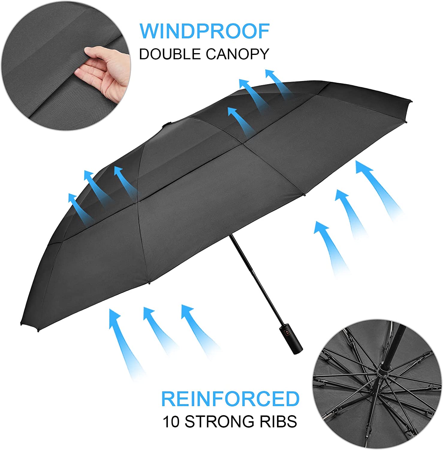 Custom umbrella 62 Inch Large Golf Umbrella Compact Reverse Travel Umbrella - Image 5