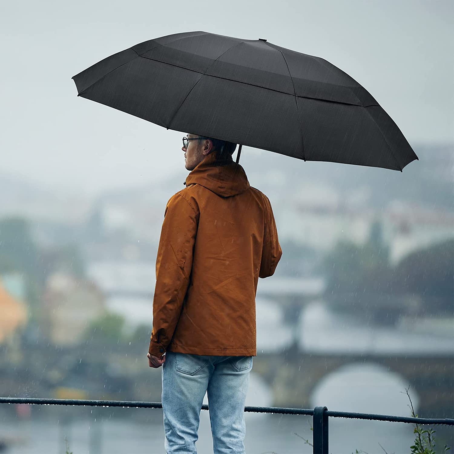 Custom umbrella 62 Inch Large Golf Umbrella Compact Reverse Travel Umbrella - Image 8