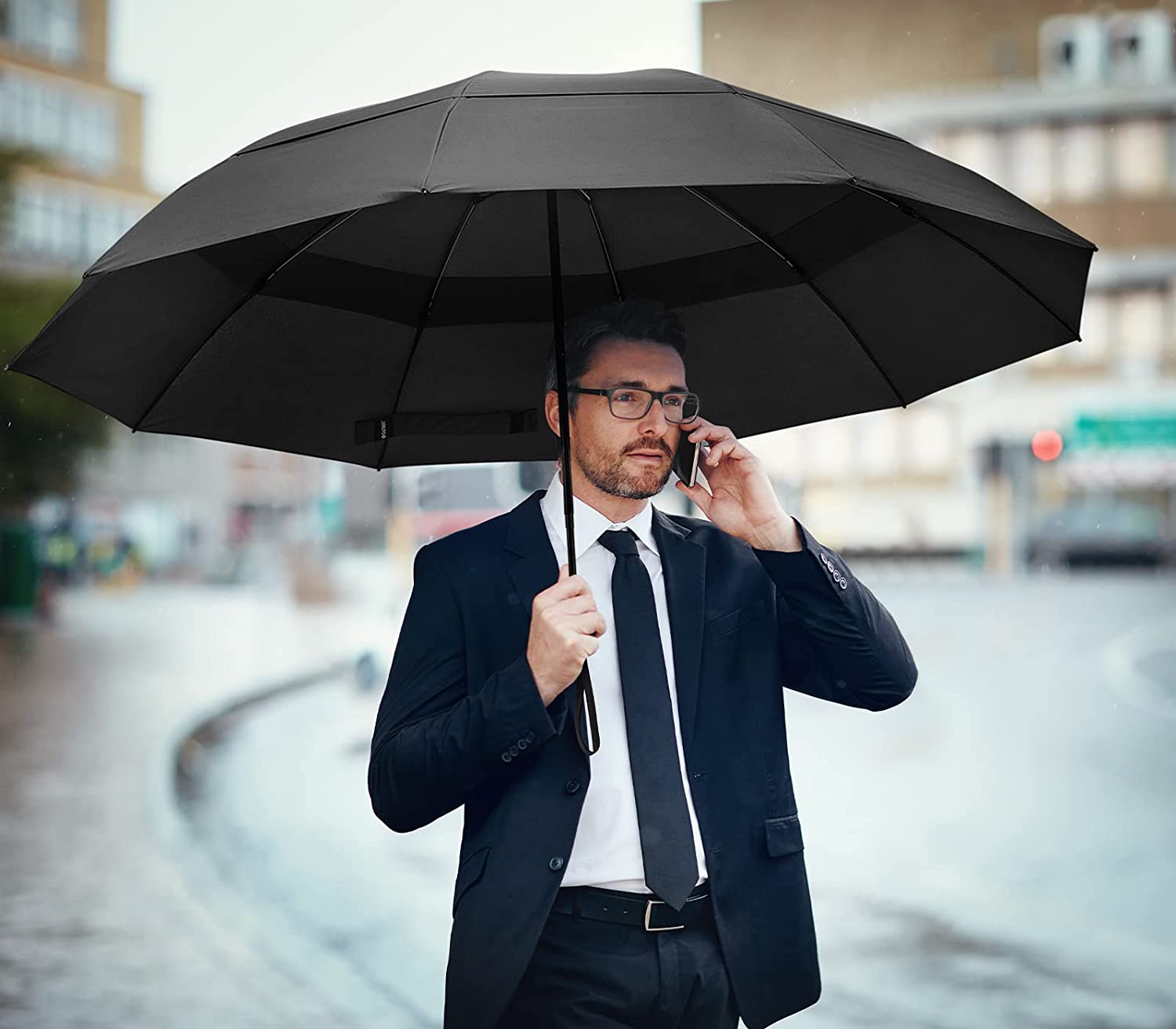 Custom umbrella 62 Inch Large Golf Umbrella Compact Reverse Travel Umbrella - Image 9