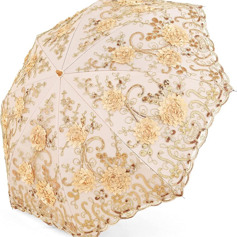 Custom Wedding Umbrellas Lace Parasol Ultraviolet-Proof Folding Umbrella UPF50+