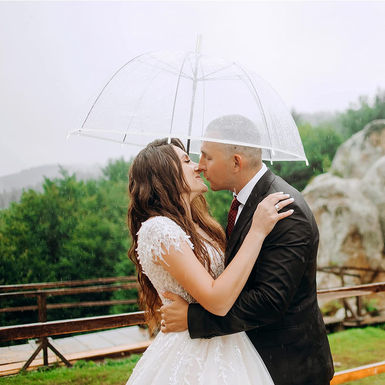 Custom Wedding Umbrellas Clear Umbrella Wedding Rain Transparent Bulk Umbrella - Image 6