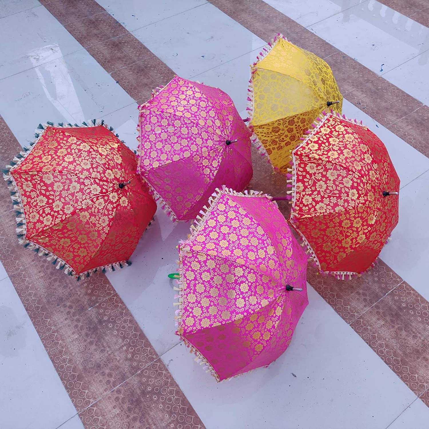 Custom Wedding Umbrellas 6 Pcs Mix Lot Indian Wedding Umbrella Handmade Umbrella - Image 4
