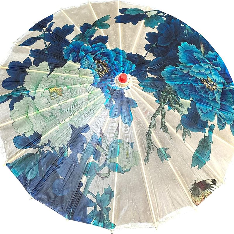 Logo parasol Umbrellas With Your Brand Rainproof Handmade Chinese Oiled Paper Umbrella Parasol 33 Blue & White Flowers"