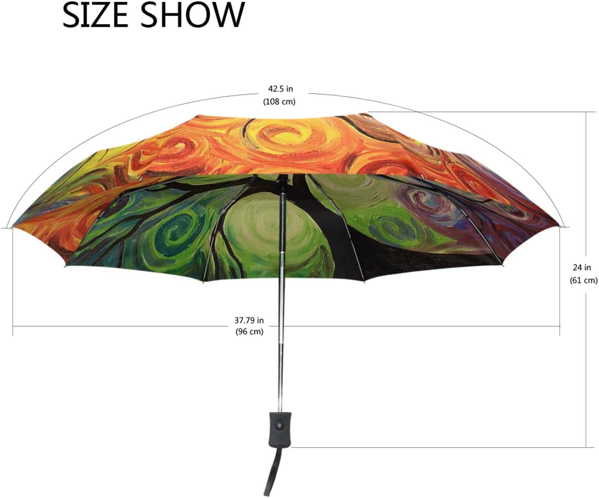 Logo parasol Umbrellas With Your Brand Rainbow Tree of Life Auto Umbrella Open Close Oil Painting Art Anti-UV Umbrellas - Image 3