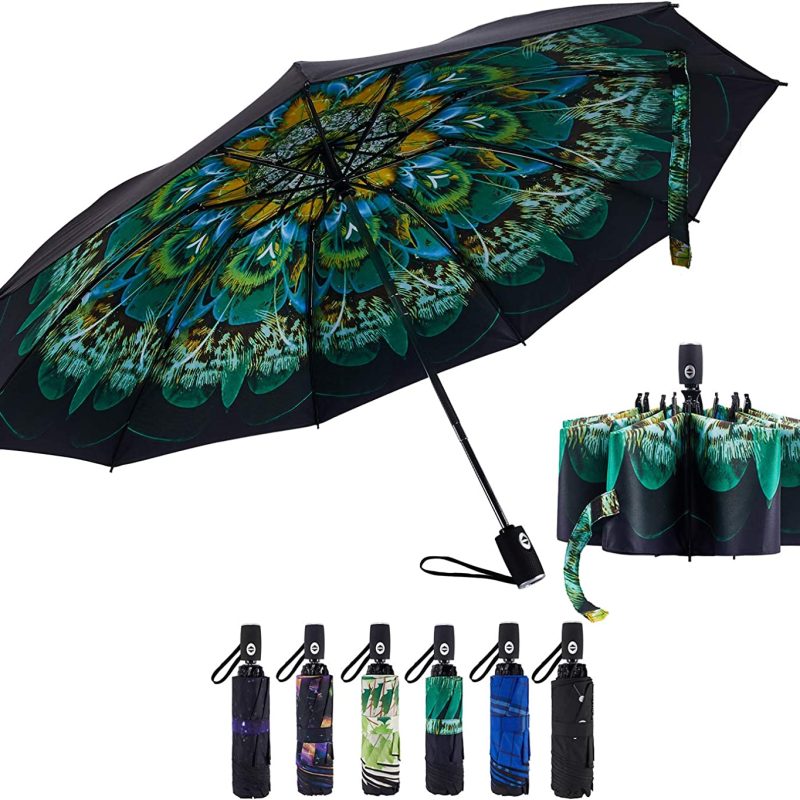 Logo parasol Umbrellas With Your Brand Umbrella Windproof Travel Umbrella Compact Folding Reverse Umbrella  Automatic Op