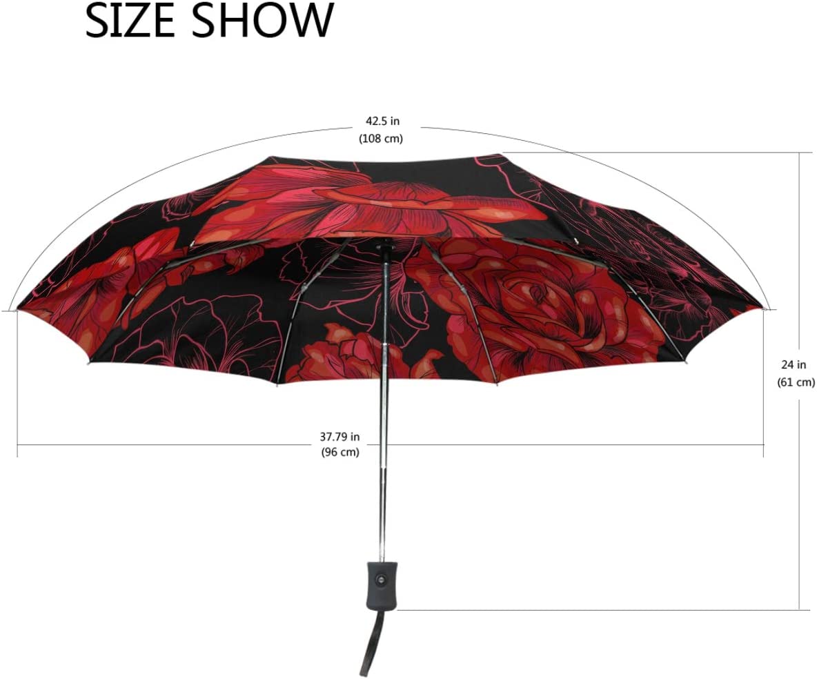 Logo parasol Umbrellas With Your Brand Red Roses Flower Auto Umbrella Open Close Windproof Travel Vintage Umbrella Light - Image 3