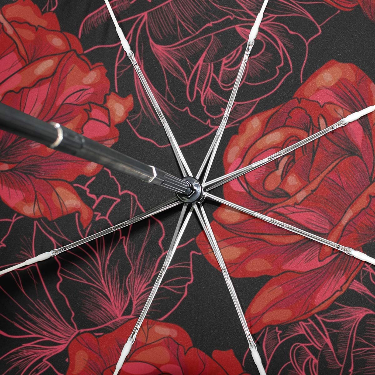 Logo parasol Umbrellas With Your Brand Red Roses Flower Auto Umbrella Open Close Windproof Travel Vintage Umbrella Light - Image 4