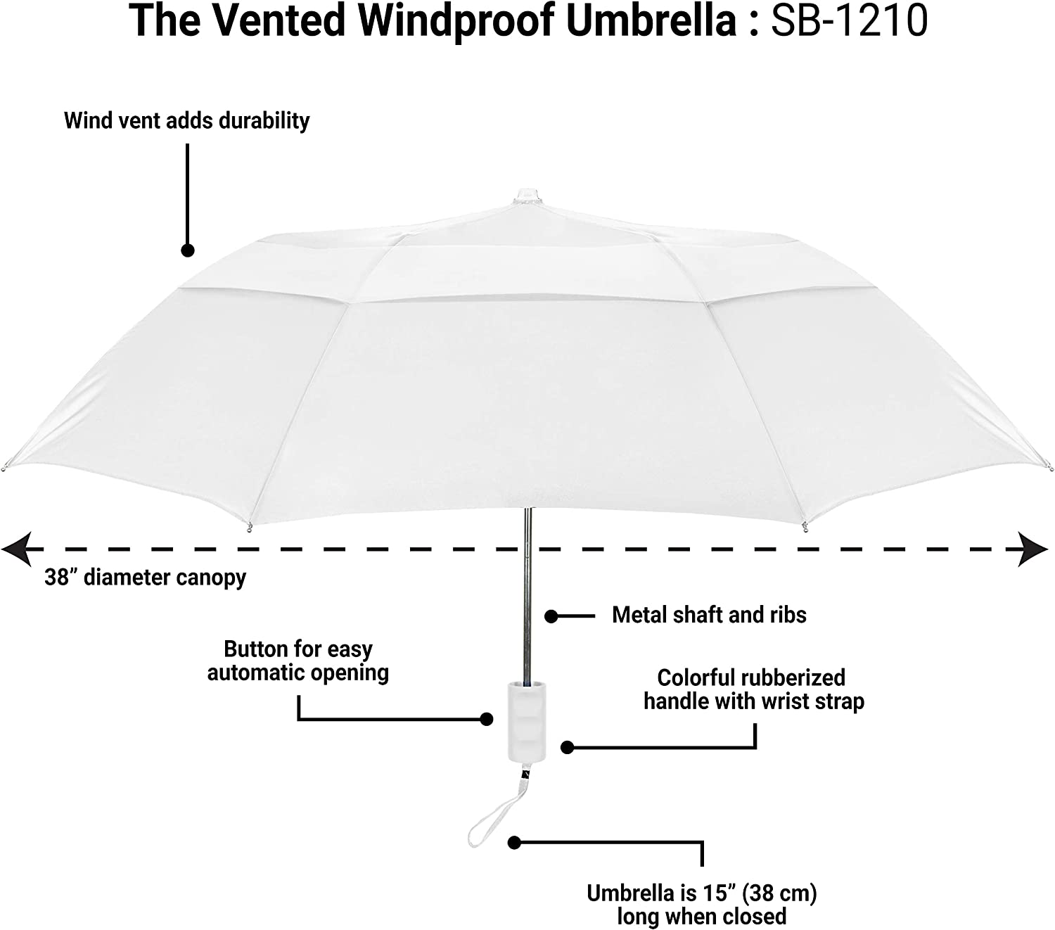 Custom Wedding Umbrellas Vented Windproof Umbrella Compact Small Sturdy Automati - Image 3