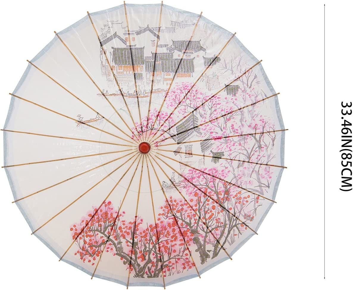 Logo parasol Umbrellas With Your Brand Rainproof Handmade Chinese Oiled Paper Umbrella Parasol 33 Village Scenery" - Image 4