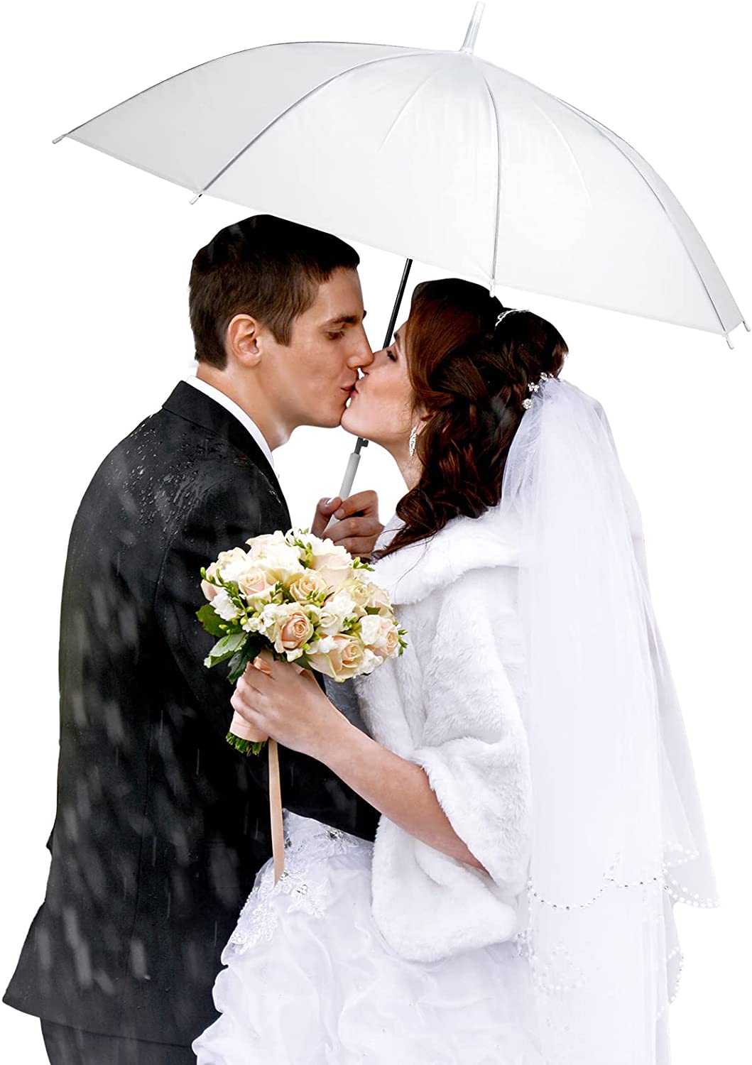 20 Pack Wedding Umbrellas with J Hook Handle Windproof Stick Umbrellas Large Bub