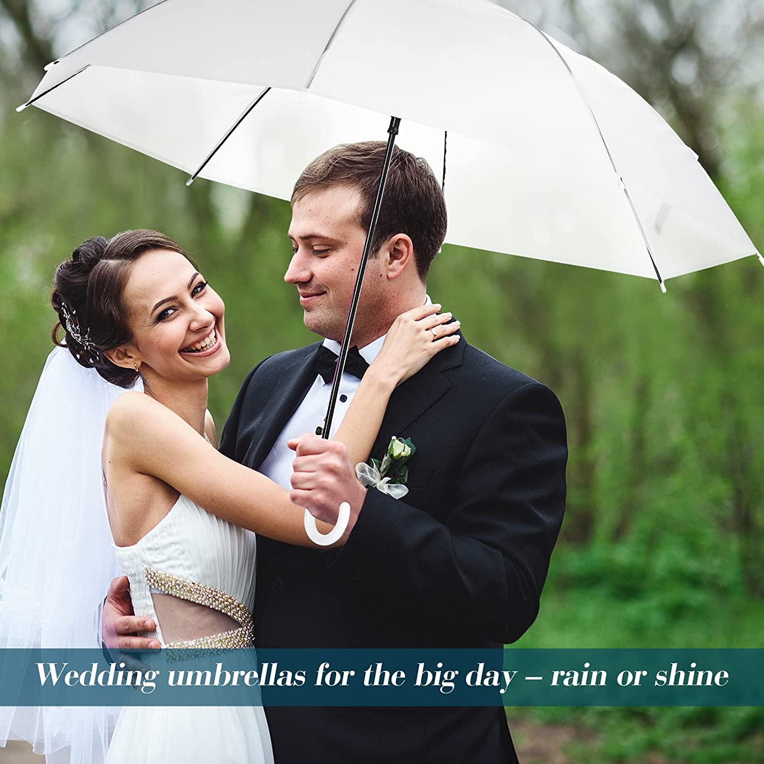 20 Pack Wedding Umbrellas with J Hook Handle Windproof Stick Umbrellas Large Bub - Image 5