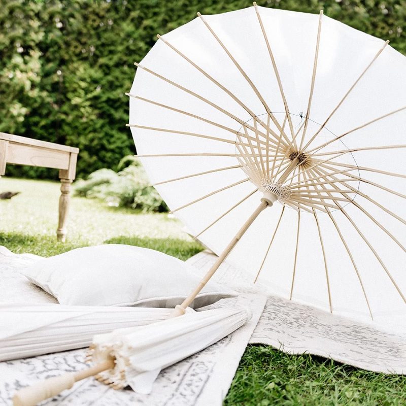 Efavormart 2 Pack | White 32 Parasol Paper/Bamboo Umbrellas Wedding Party Favors  Table Decorations  Centerpieces  Brid"