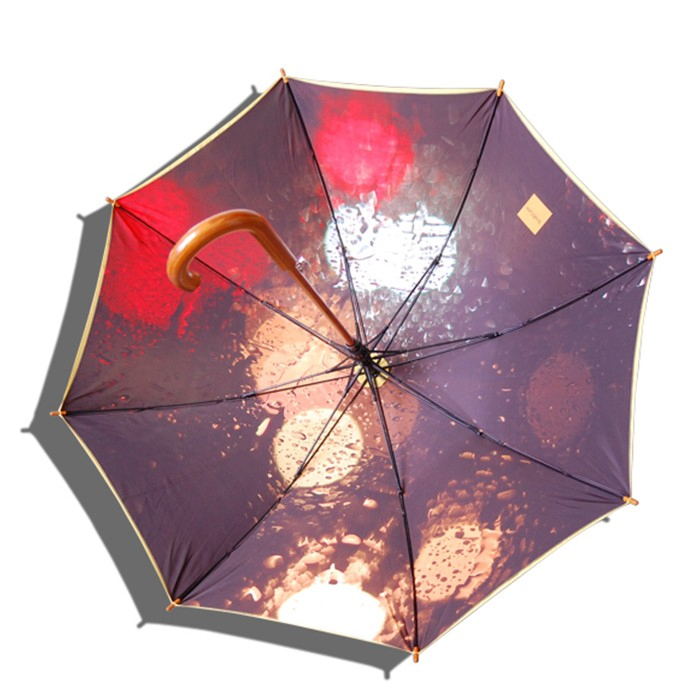 custom double layer wooden umbrella with sky printing