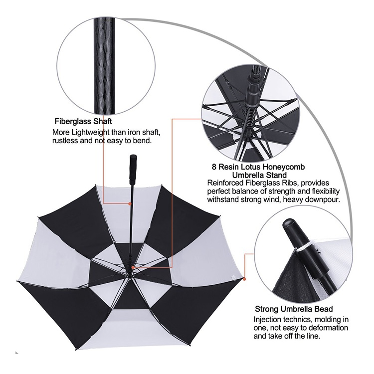 windproof double layer automatic golf umbrella for outdoor