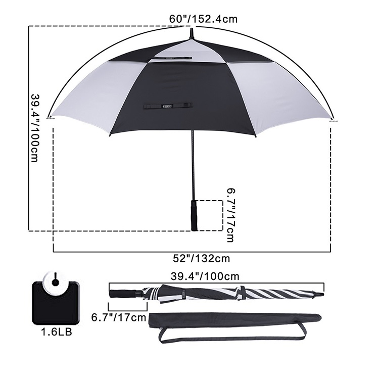 windproof double layer automatic golf umbrella for outdoor